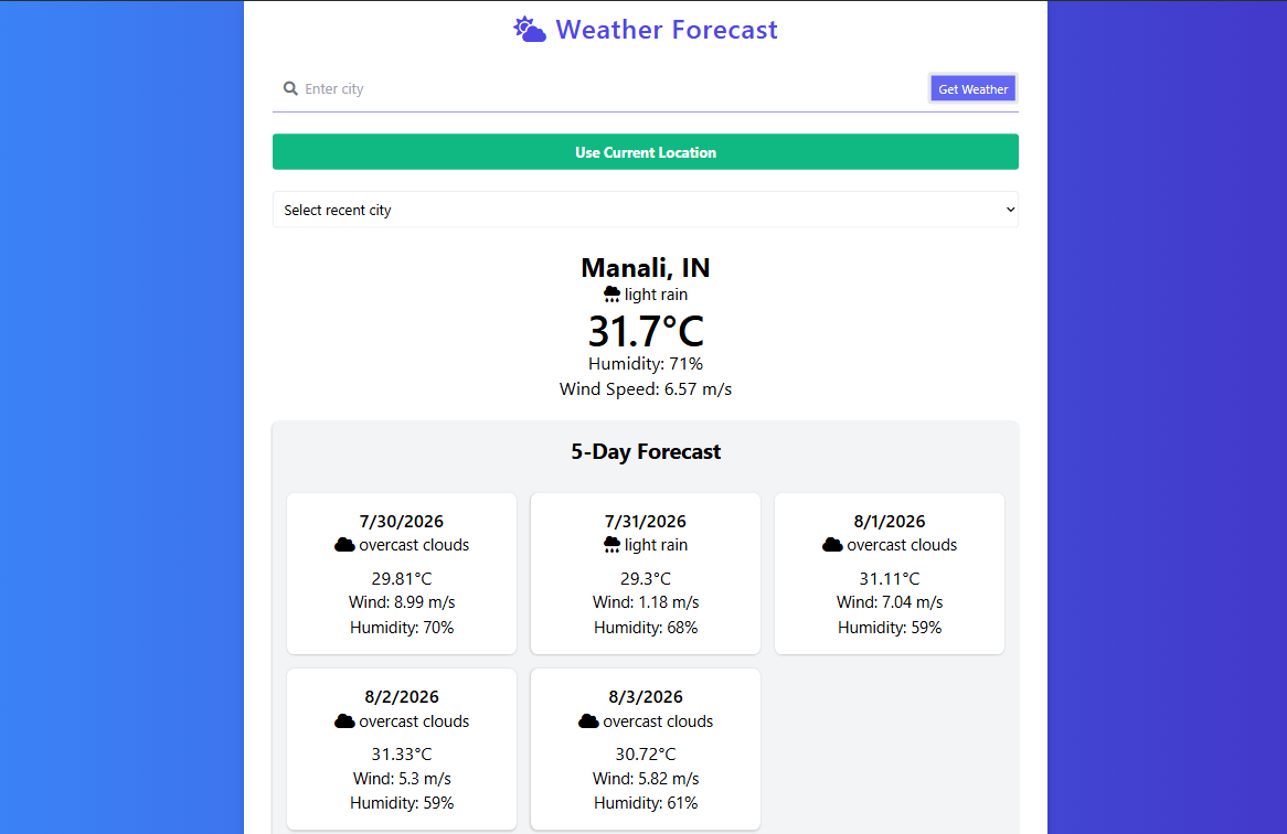 Weather-Forecast-Application screenshot